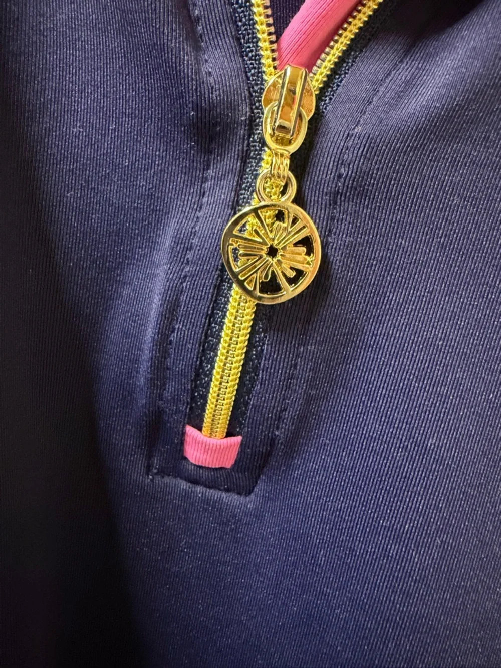 Lilly Pulitzer Navy & Hot Pink Quarter-Zip luxlethic - Picture 3 of 5